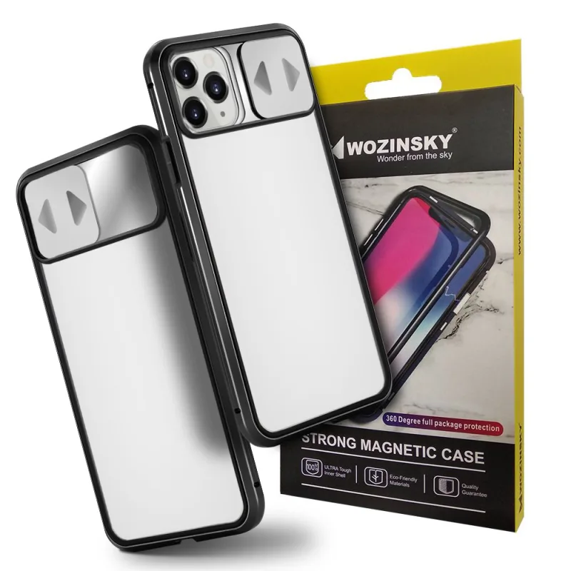 Wozinsky Magnetic Cam Slider Case Full Body Cover vstavaný predný sklenený reflektor šošovky pre Huawei P40 čierny