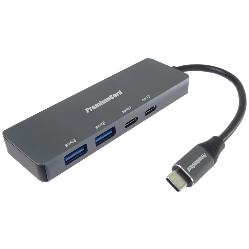 PREMIUMCORD Hub USB-C na 2x USB 3.2 Typ-C +2x USB 3.2, 5G SuperSpeed, …