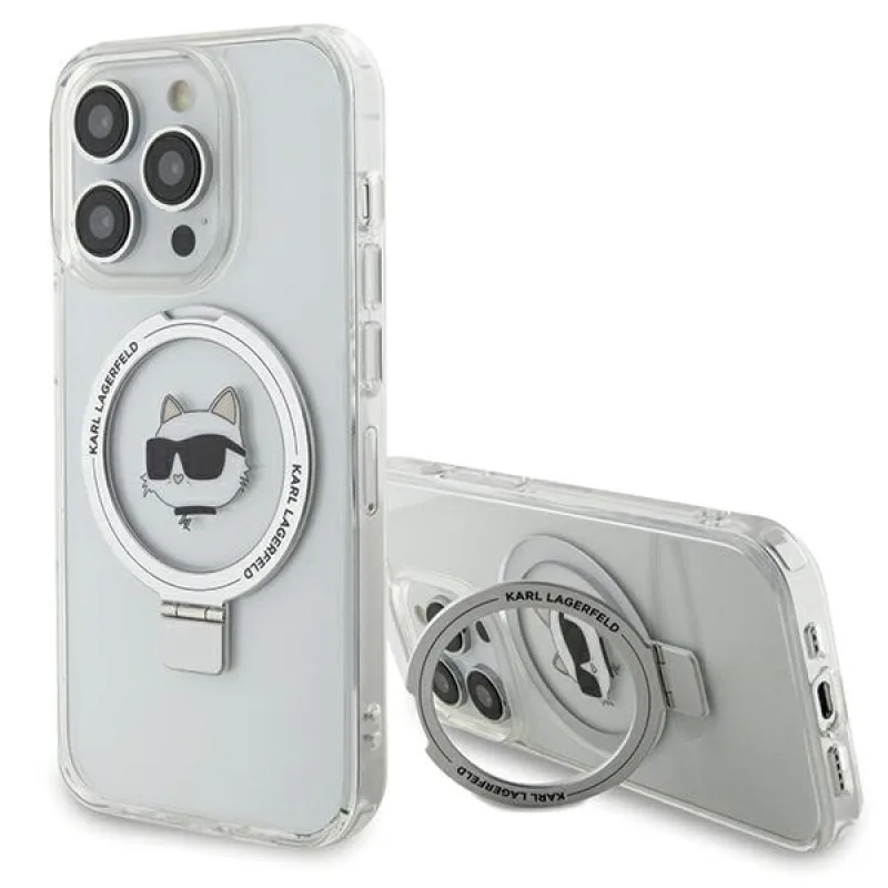 Karl Lagerfeld KLHMP15XHMRSCHH iPhone 15 Pro Max 6,7" bielo/biele pevné puzdro Ring Stand Choupette Head MagSafe