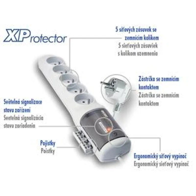 Rozvodný panel ACAR XProtector/ 3m 5x220V biely 9603