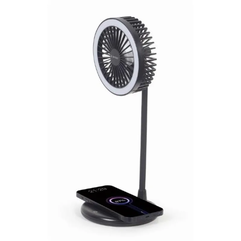 Gembird stolná LED lampa s 10W bezdrôtovou nabíjačkou a ventilátorom, 3v1…