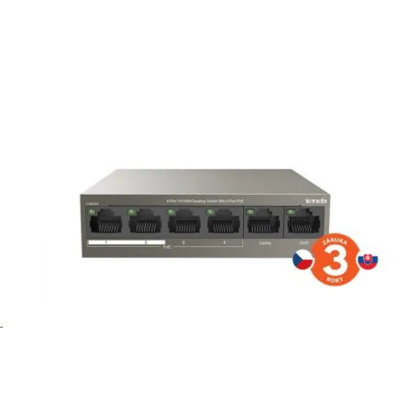 Tenda TEF1106P-4-63W - PoE AT Switch 63Watt TEF1106P-4-63W