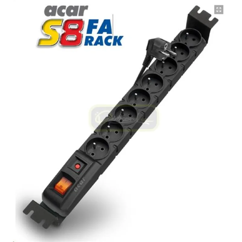 19" napájecí panel ACAR S8/3m 8x230V-3m BK 9608