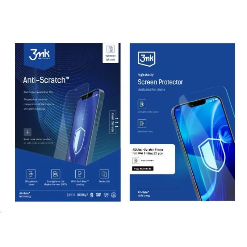 3mk All-Safe - AIO fólie Anti-Scratch Full Wet Fitting Phone, 25 ks…