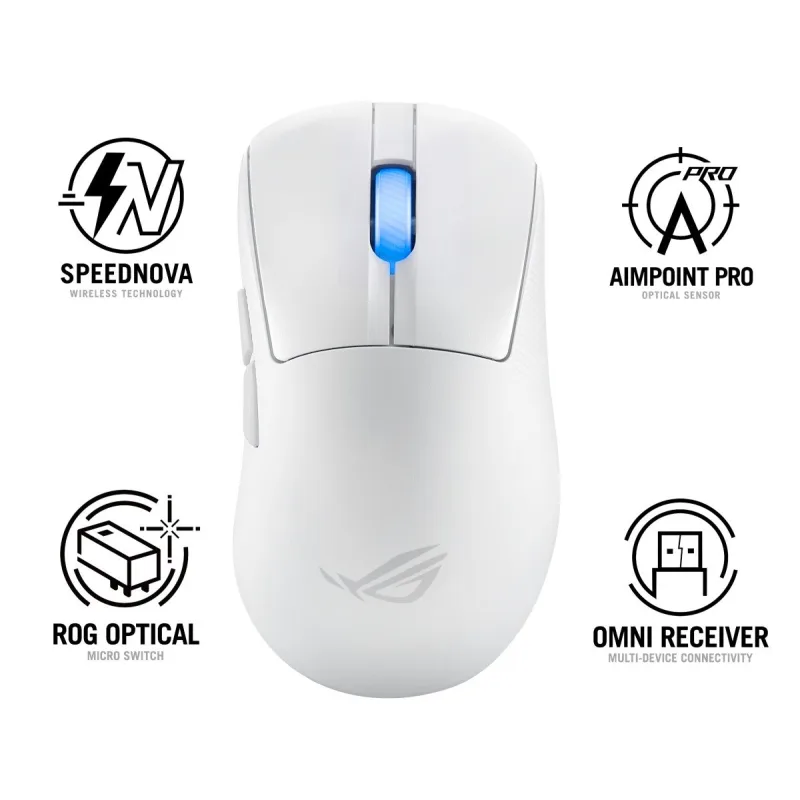 ASUS myš ROG Keris II Ace, bezdrátová herní myš, bílá 90MP03N0-BMUA10