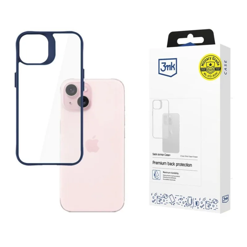 3mk ochranný kryt Satin Armor Case+ Blue pro Apple iPhone 15 5903108592628