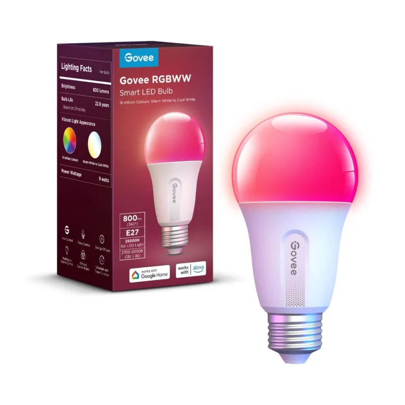 BAZAR - Govee Smart žárovka RGBWW 9W-60W 800lm E27 Long Life - pošk. obal…