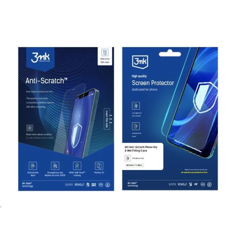 3mk All-Safe - AIO fólie Anti-Scratch Dry & Wet Fitting Phone, 5 ks…