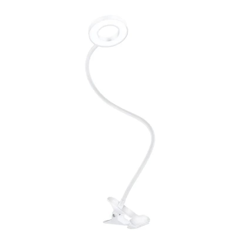 Solight LED stmievateľná stolná lampička s klipom biela, 300lm,…