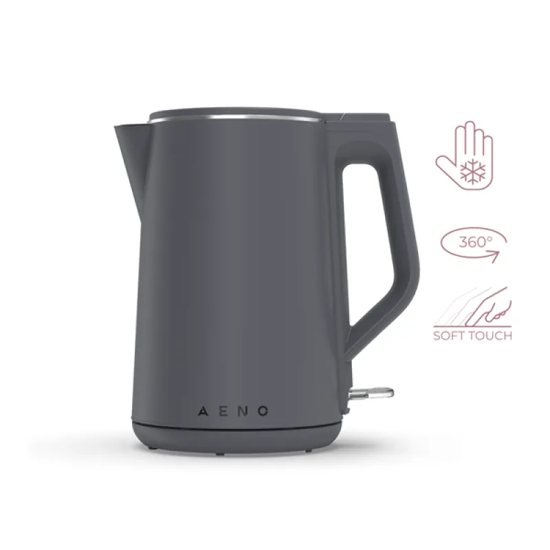 AENO Rychlovarná kanvica EK4 - 1,5l, 2200W, čierna Strix, dvojvrstvá…