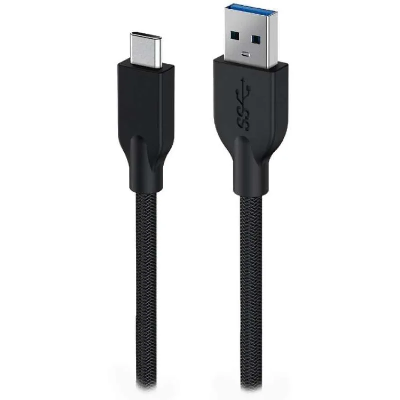 Genius ACC-A2CC-3A, Kabel, USB A / USB-C, USB 3.0, 3A, QC 3.0, opletený, 1m, černý (32590007400)