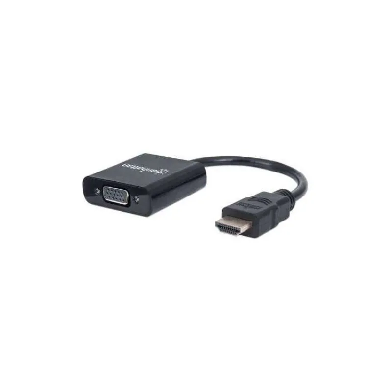 MANHATTAN Prevodník HDMI na VGA (HDMI samec na VGA samica, čierny, Polybag) (151467)