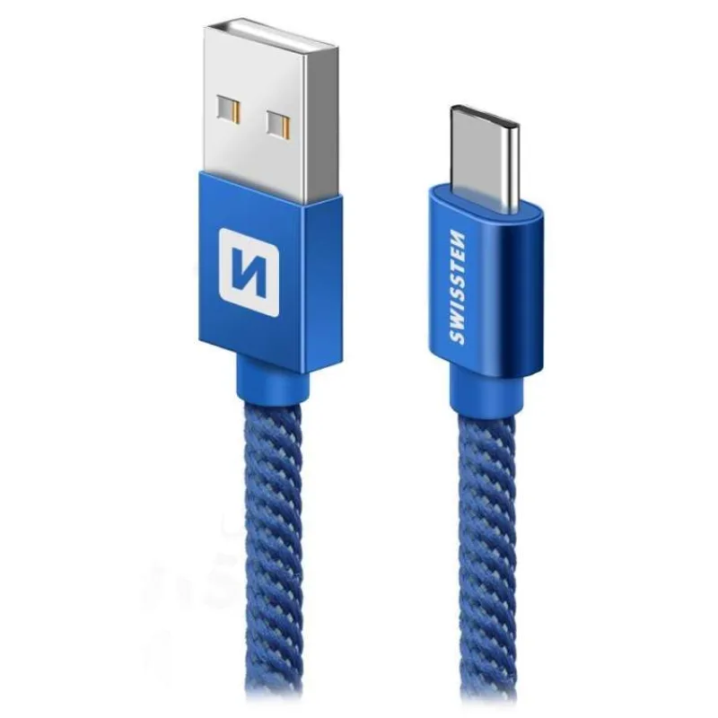 Swissten Datový Kabel Textile Usb / Usb-C 1,2 M Modrý (71521208)