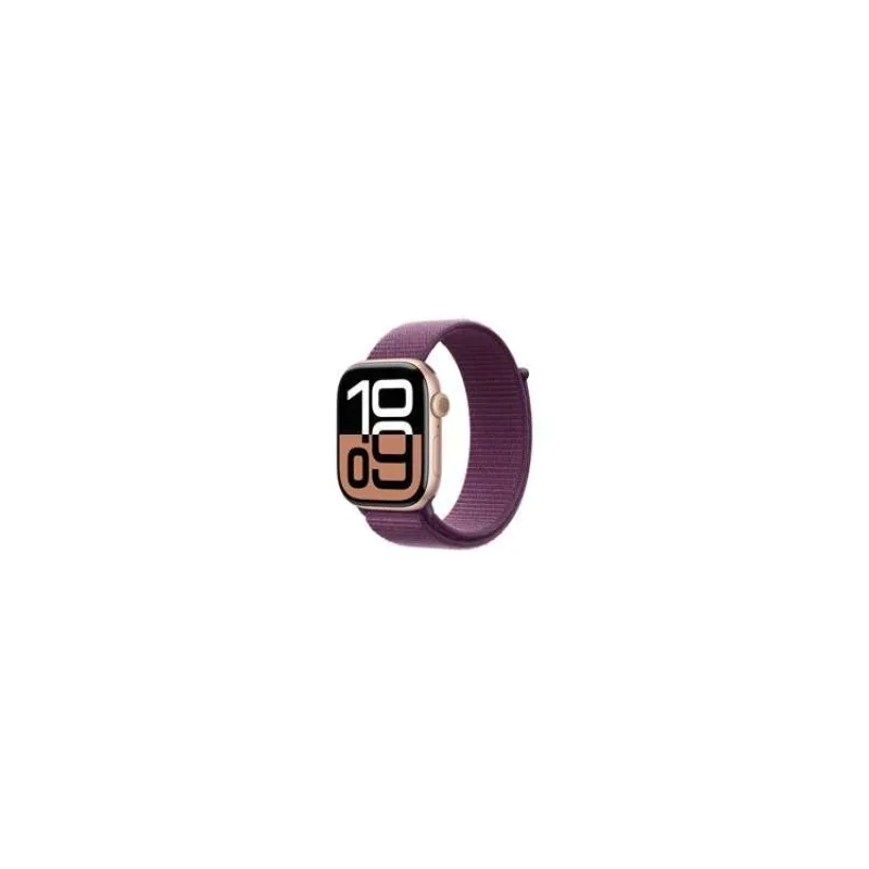 Apple Watch Series 10 GPS 46mm Rose Gold Aluminium Case with Plum Sport Loop (MWWV3QC/A)