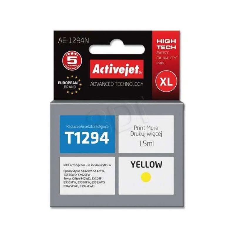 Atrament ActiveJet pre Epson T1294 Yellow 15 ml (AE-1294 / AE-1294N)