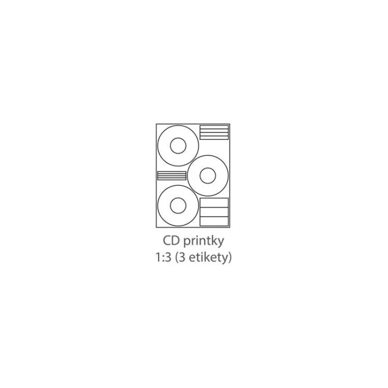 etikety ECODATA Samolepiace 3xCD-KRUH univerzálne biele 3ks/A4 (100 listov A4/bal.) (ECO-3CD-KRUH-100)
