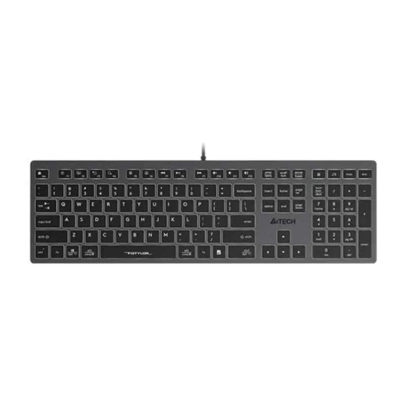 A4tech Klávesnice FX60, Podsvícená bílá, USB, CZ, šedá (FX60-W-GY)