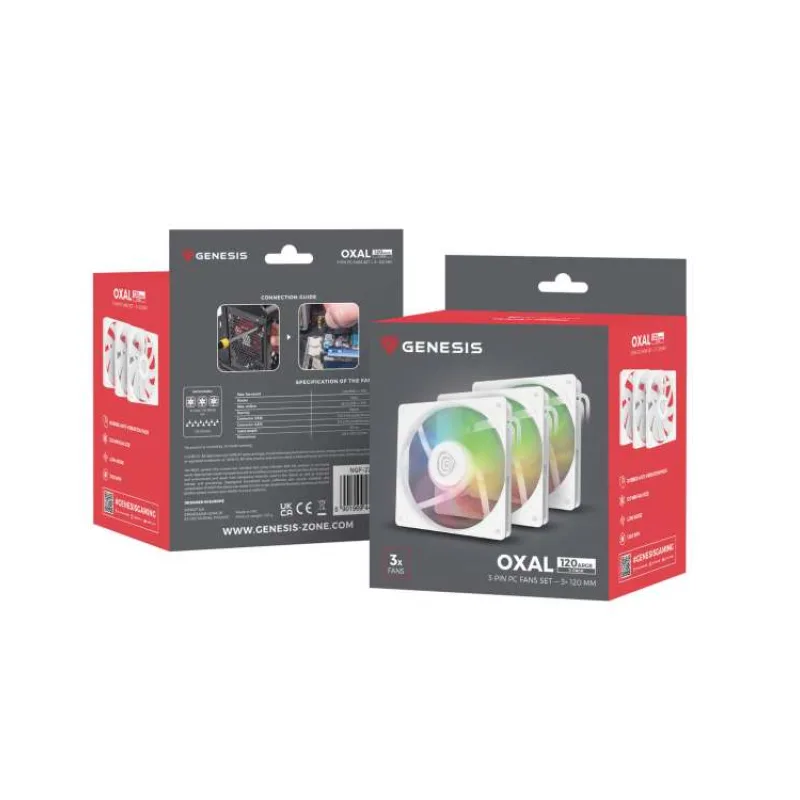 Ventilátor Genesis OXAL 120 ARGB, 3-Pack, Biely (NGF-2266)