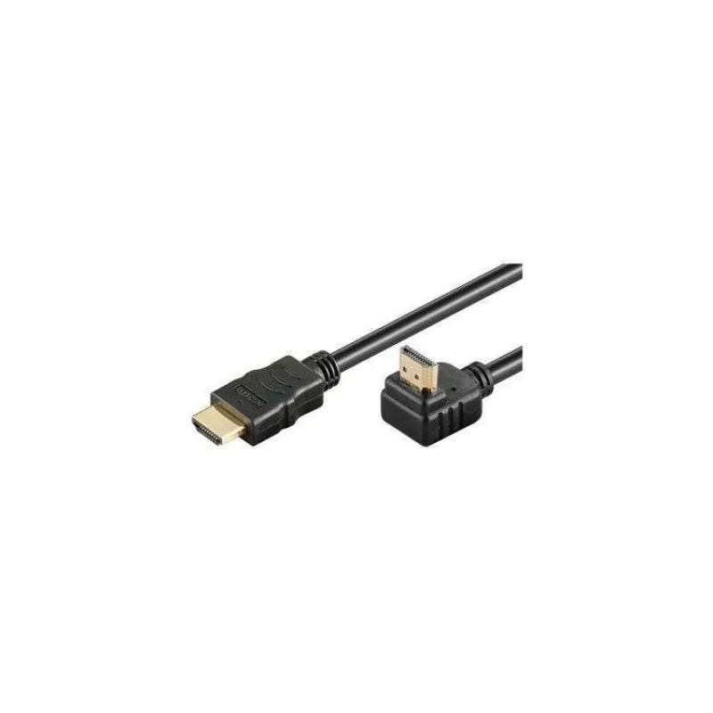 PremiumCord HDMI High Speed+Ethernet kabel, zlacený zahnutý konektor 90° 2m (kphdmea2)