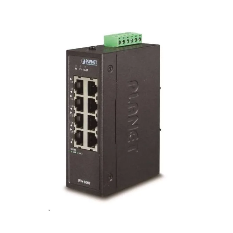 Planet ISW-800T, 8x 10/100Base-TX, ESD, DIN, IP30, -40~75°C (ISW-800T)