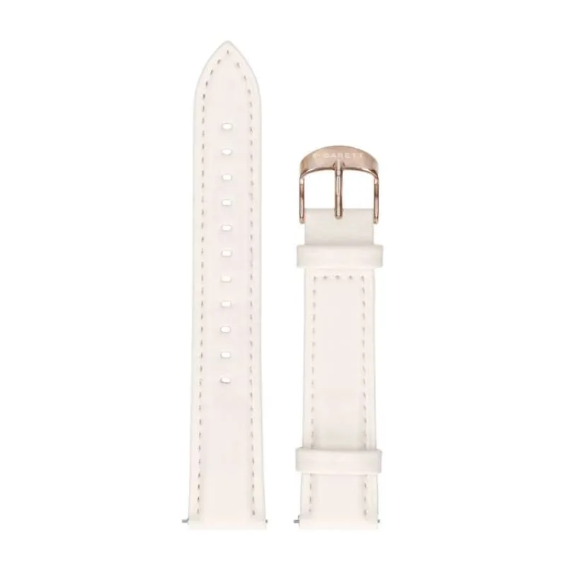 Garett univerzální řemínek 18 mm, bílý se zlatým zapínáním ekokůže (STRAP_GLD_LTH_18MM)