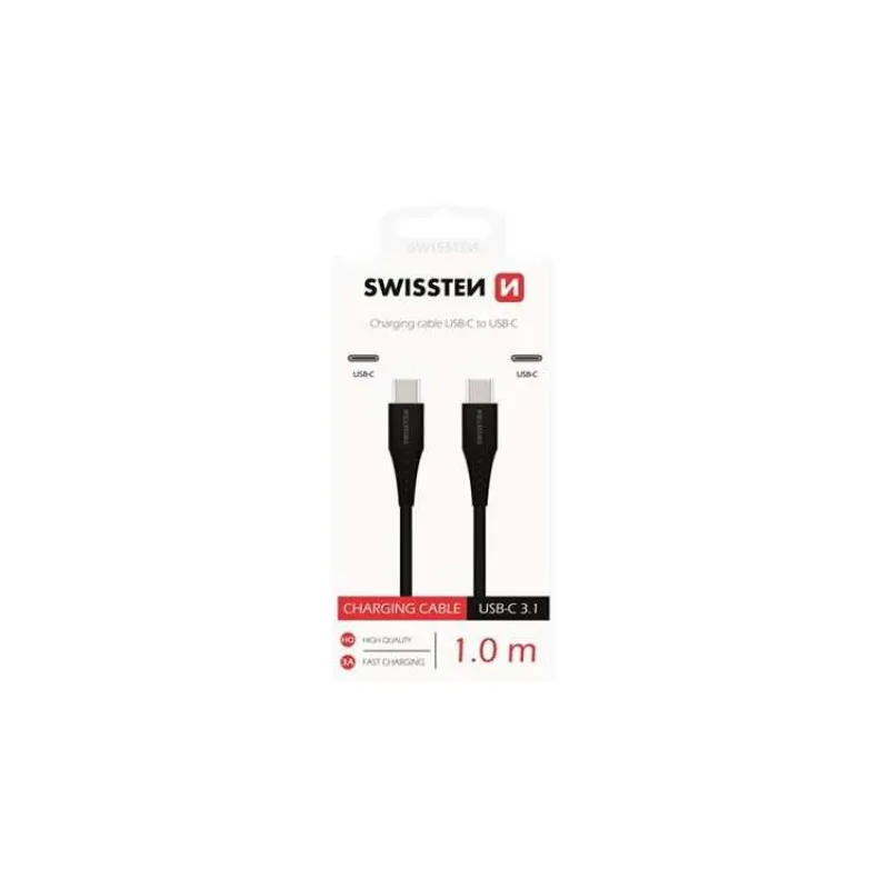 Swissten nabíjecí kabel usb-c / usb-c 1,0 m černý (71506515)