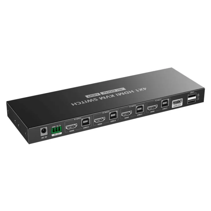 PremiumCord 4K@60Hz HDMI2.0 KVM switch 4:1 s dálkovým ovladačem (khswit41e)