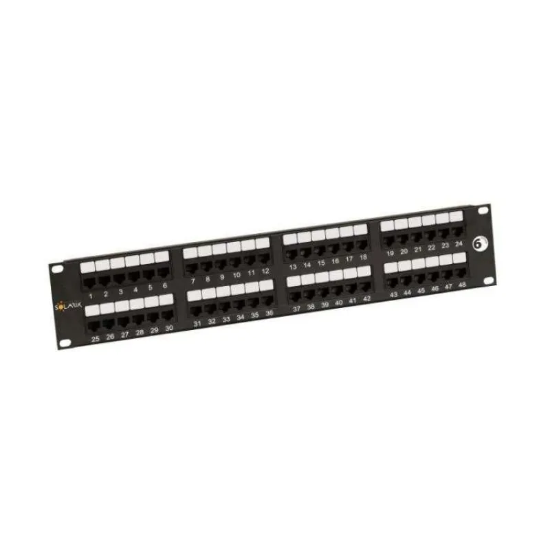 19" patch panel Solarix 48 x RJ45 CAT6 UTP 350 MHz čierny 2U SX48-6-UTP-BK (24200048)