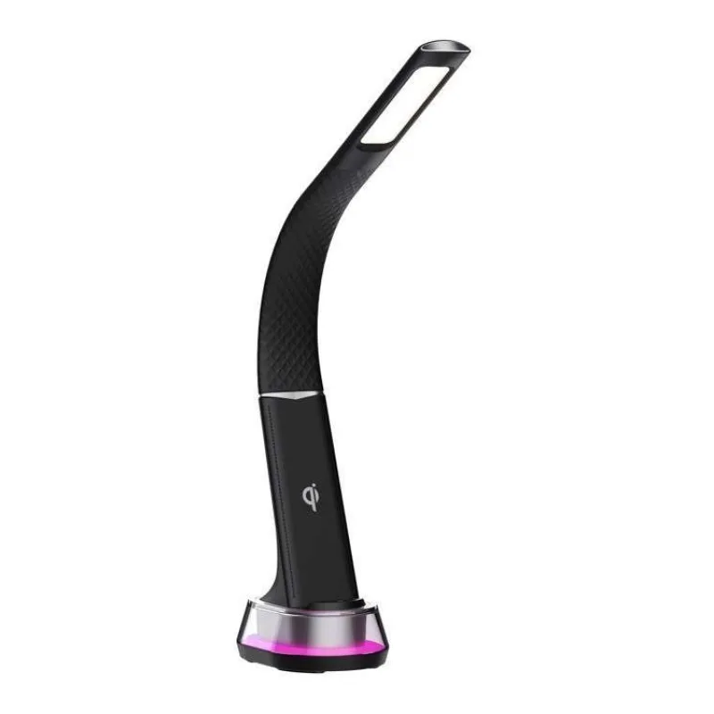 IMMAX LED stolní lampička CORELLA/ Qi nabíjení/ 7W/ 5V/2,1 A/ RGB podsvícení/ stmívatelná/ USB/ černá + stříbrné prvky (08973L)