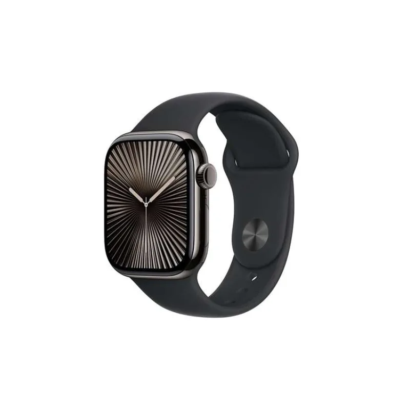Apple Watch Series 10 GPS + Cellular 42mm Slate Titanium Case with Black Sport Band - S/M (MWXG3QC/A)