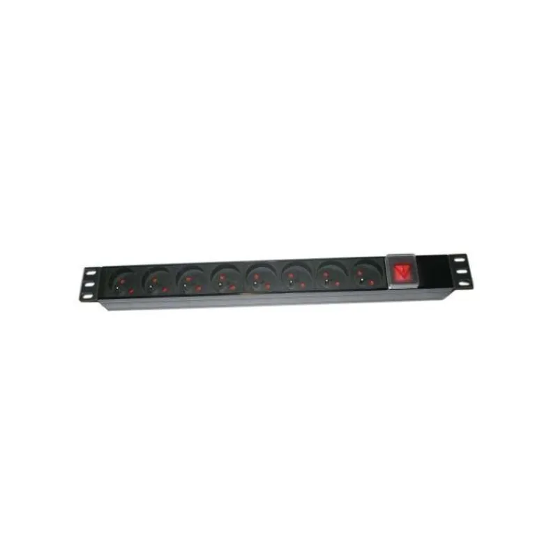 XtendLan 19"/1U rozvodný panel 8x 230V, ČSN, vypínač, 1,8 m (ZASUVKA8B-19)
