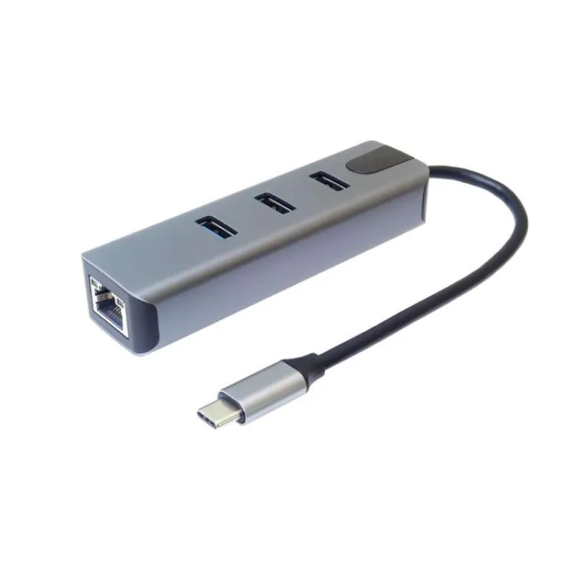 PremiumCord Adapter USB-C na Gigabit 10/100/1000Mbps + 3x USB3.2 konektor (ku31ether05)