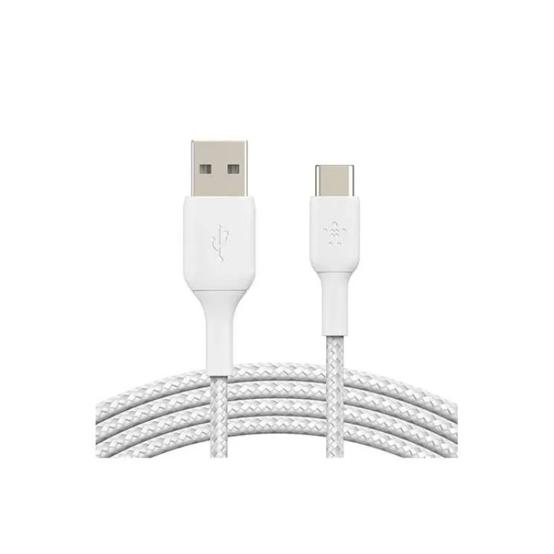 BELKIN kábel opletaný USB-C - USB-A, 2m, biely (CAB002bt2MWH)
