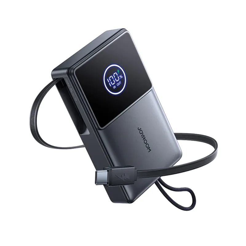 Powerbanka Joyroom JR-PR1 10 000 mAh 22,5 W so vstavaným zaťahovacím káblom USB-C – čierna