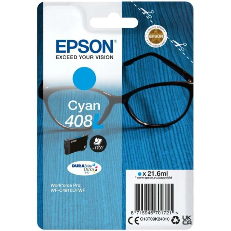 EPSON inkoustová náplň Singlepack 408L DURABrite Ultra Ink/ C4810DTWF/ azurová (C13T09K24010)