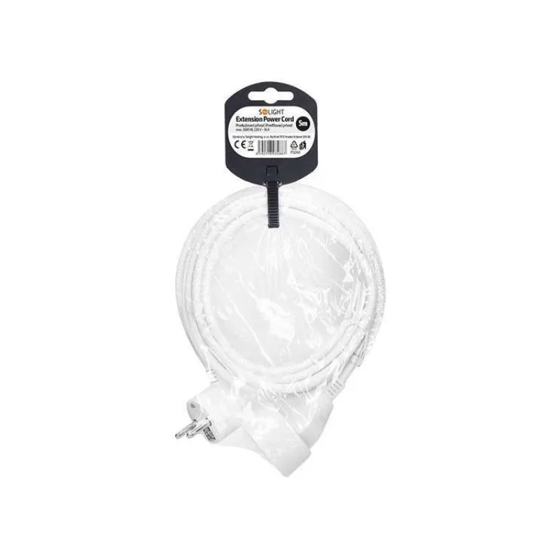 Solight prodlužovací přívod 5m, 1 zásuvka, 16A/3680W, PVC, bílý (PS04X)