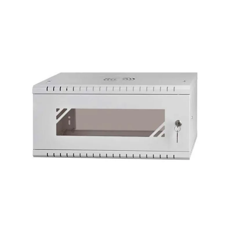 LEXI-Net 19" nástěnný rozvaděč Basic 4U 520x450, skleněné dveře, bez zad, rozložený, šedý (LX19-4U-450GG)