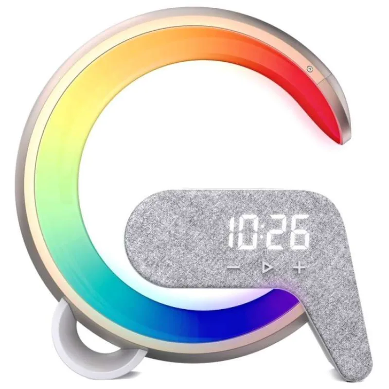 IMMAX LED relaxační lampička FLAMINGO/ Qi nabíjení/ budík/ RGB/ 300lm/ USB výstup/ BT 5.1/ zlatá (08986L)
