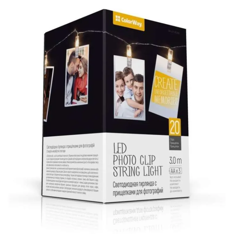 COLORWAY LED fotokolíčky / 20 LED / délka 3 m / teplá bílá/ napájení 3x AA (CW-LCP-20L30B)