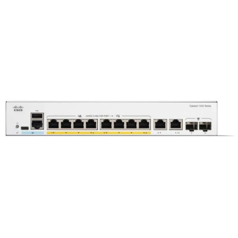 Cisco Catalyst switch C1200-8P-E-2G (8xGbE,2xGbE/SFP combo,8xPoE+,67W,fanless) - REFRESH (C1200-8P-E-2G-RF)