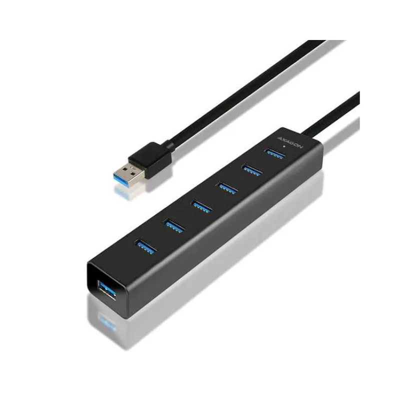 AXAGON HUE-SA7BP, 7x USB 3.0 ALU CHARGING hub, vr. AC adaptéra, kábel USB-A 40cm (HUE-SA7BP)
