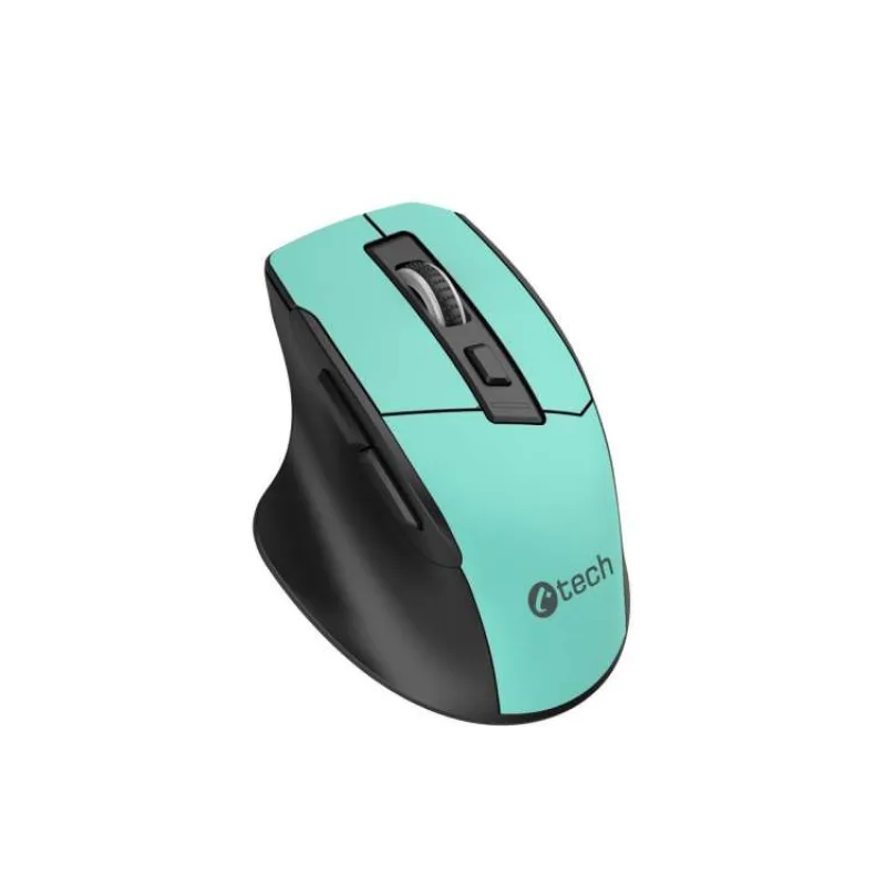 Myš C-TECH Ergo WLM-05, bezdrôtová, 1600DPI, 6 tlačidiel, USB nano receiver, mint (WLM-05GR)