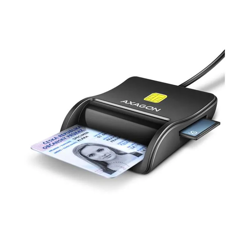 AXAGON CRE-SM3SD, USB-A FlatReader 4-slot čtečka Smart card (eObčanka) + SD/microSD/SIM, kabel 1.3 m (CRE-SM3SD)