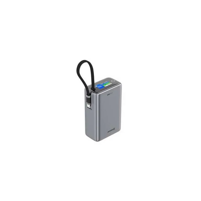 SWISSTEN POWER BANK CESTOVNÍ 25000 mAh (96.25Wh) 100W S INTEGROVANÝM KABELEM USB-C ŠEDÁ (22013977)