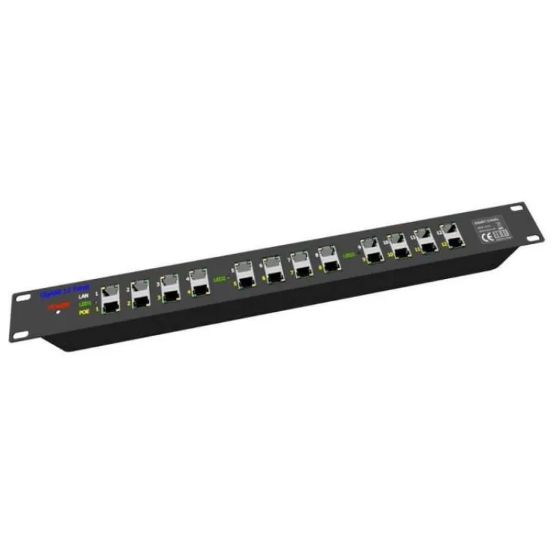 POE Gigabitový Patch panel Cat5 19" 12port 1U (POE-PAN12-GB)