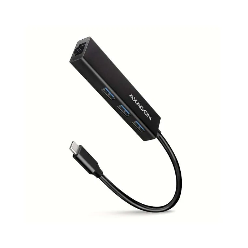 AXAGON hub USB-C / HMC-GL3A / USB 3.2 Gen1 / 3x USB-A / GLAN / kovové tělo / 0,2m (HMC-GL3A)