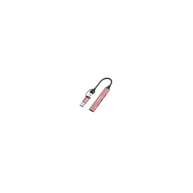 Canyon DS-02, USB-C Hub, 4 porty, 3xUSB 2.0 480Mbps, 1xUSB 3.0, 5Gbps, USB-C/USB-A adaptér, ružová (CNS-TDS02P)