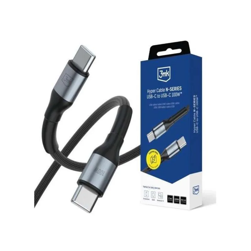 3mk kabel Hyper Cable N-SERIES C to C 2m 20V/5A 100W Black (5903108680196)