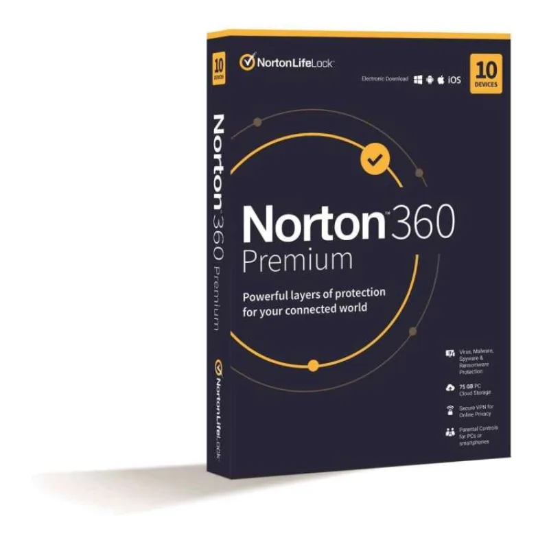 NORTON 360 PREMIUM 75GB +VPN 1 používateľ pre 10 zariadení na 2 roky ESD (21435454)