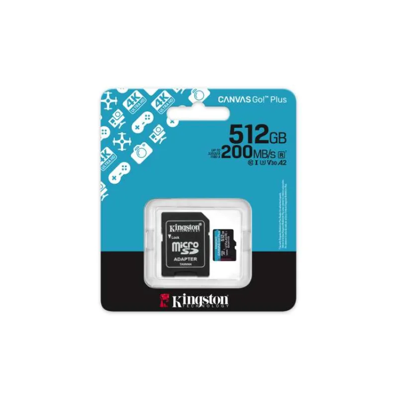 Kingston Canvas Go Plus A2/Micro SDXC/512GB/UHS-I U3/Class 10/+ Adaptér (SDCG4/512GB)